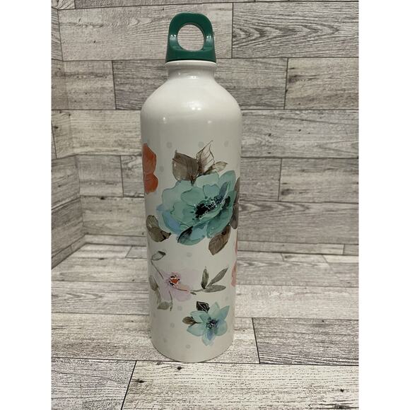 Pioneer Woman Vintage Floral Stainless Steel Water Bottle 25oz White Green Top - Picture 6 of 6